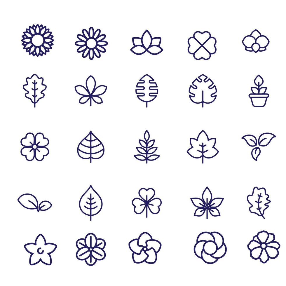conception de vecteur d'icônes de fleurs