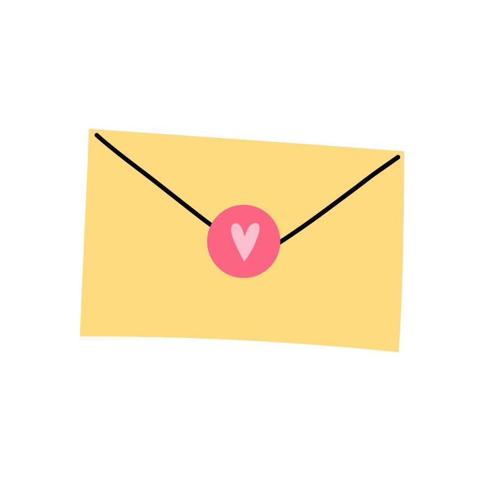 lettre enveloppe avec cachet de cire en forme de coeur vecteur