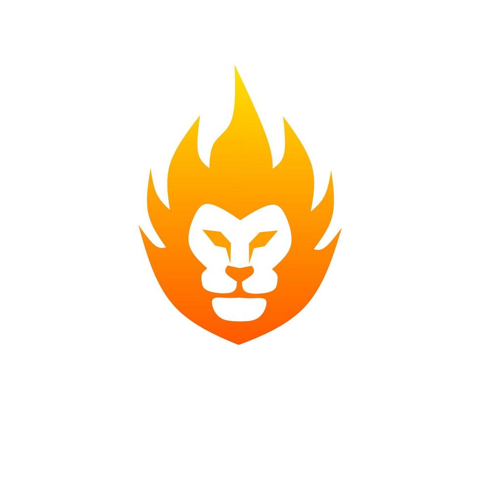 modèle logo tête visage feu lion vecteur