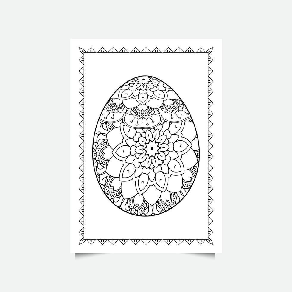 oeuf de pâques floral sur fond blanc. page de coloriage pour enfants et adultes. illustration vectorielle. vecteur