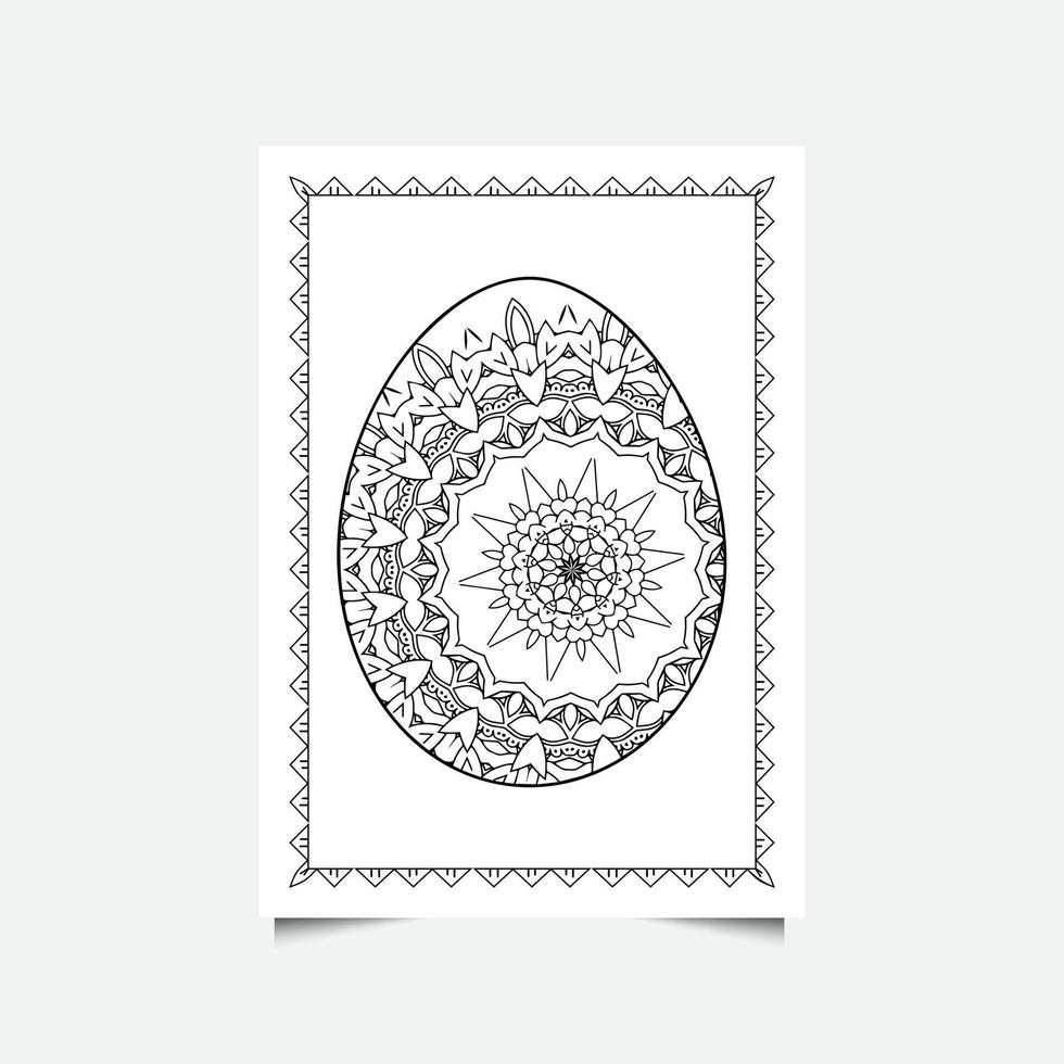 oeuf de pâques floral sur fond blanc. page de coloriage pour enfants et adultes. illustration vectorielle. vecteur