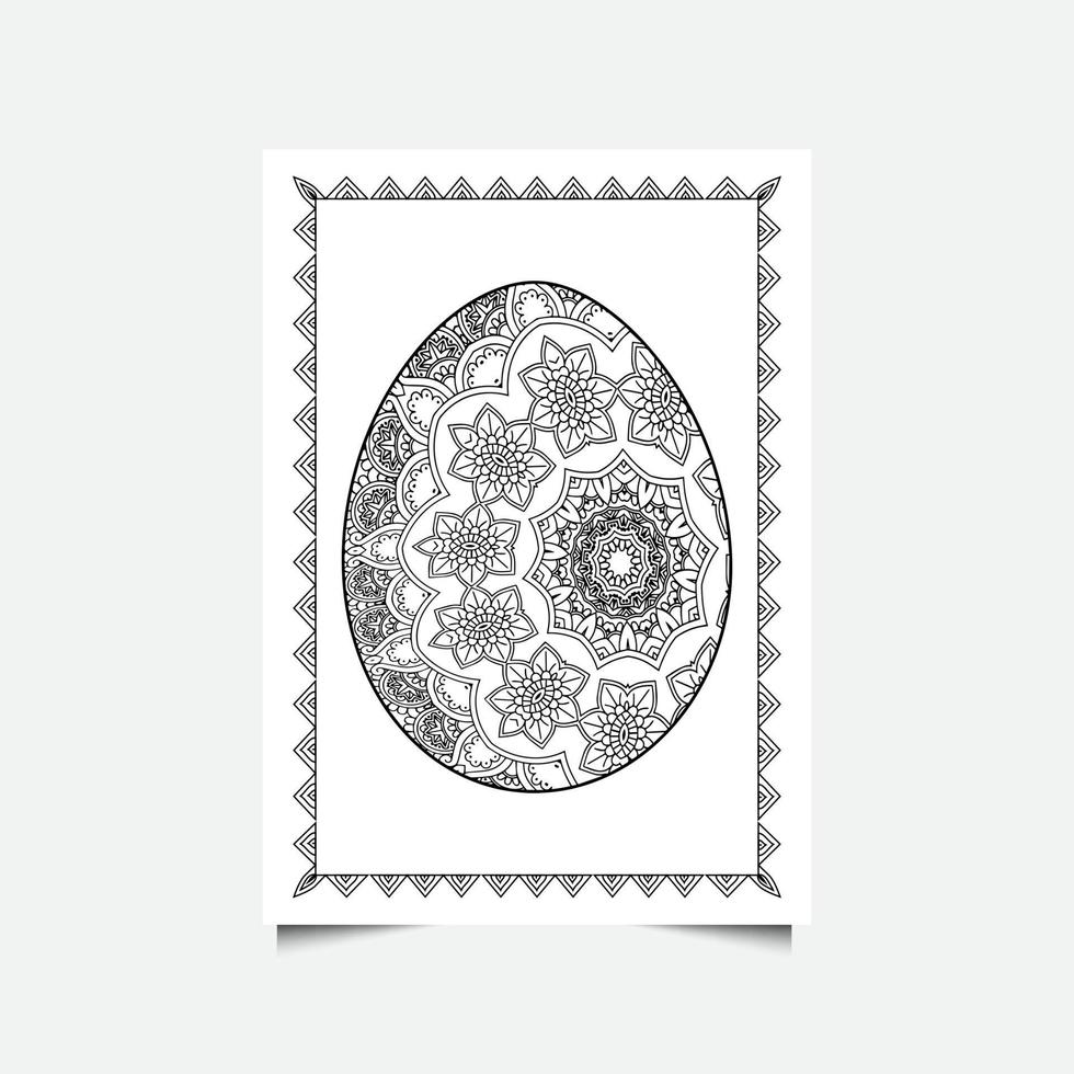 oeuf de pâques floral sur fond blanc. page de coloriage pour enfants et adultes. illustration vectorielle. vecteur