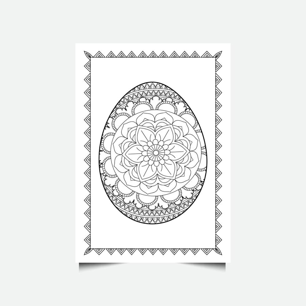 oeuf de pâques floral sur fond blanc. page de coloriage pour enfants et adultes. illustration vectorielle. vecteur