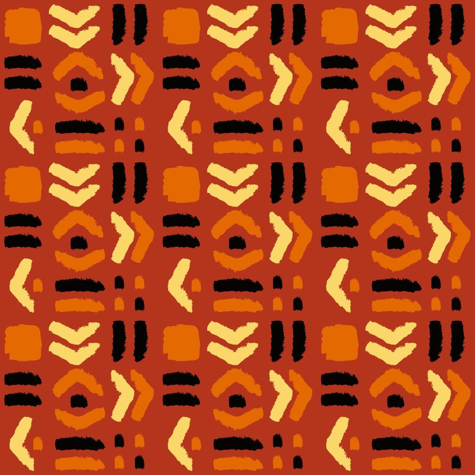 motif géométrique sans couture ethnique en combinaison de couleurs orange et noir. vecteur