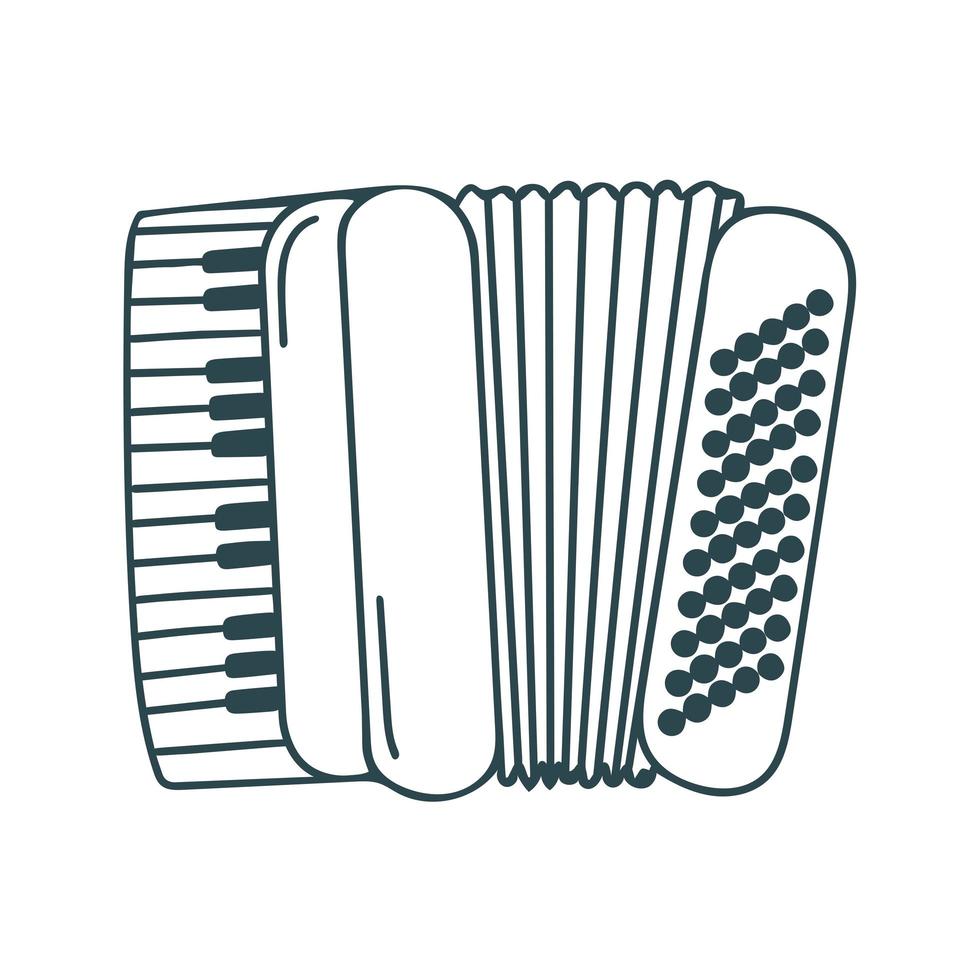 instrument de musique accordéon style doodle illustration vectorielle isolée vecteur