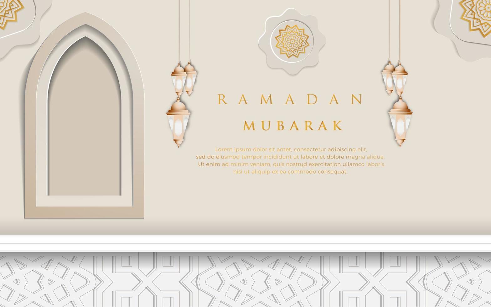 ramadan mubarak fond ornemental de luxe avec motif islamique et vecteur premium de lanterne