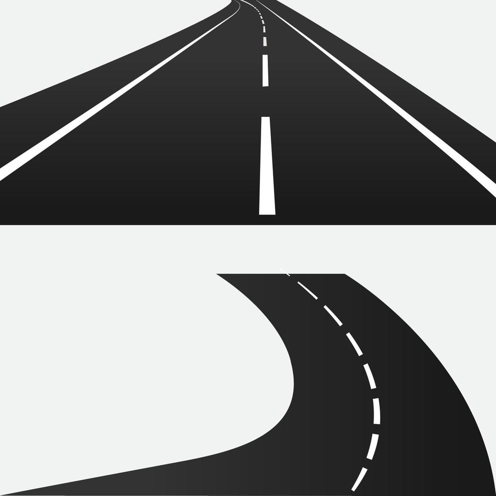 collection de conception de vecteur de route. pack de vecteur de route pavée. illustration vectorielle de route asphaltée.
