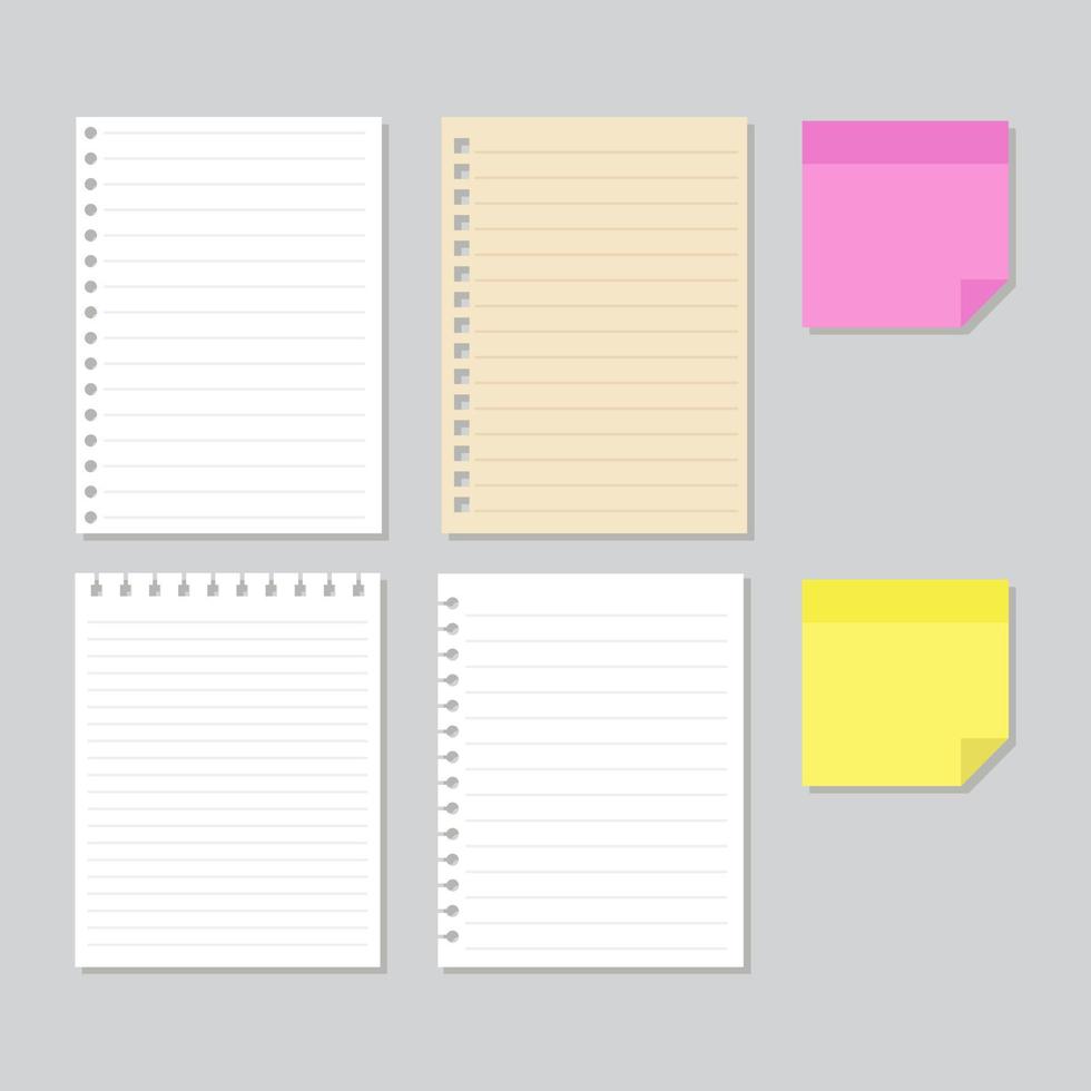 collection de conception de vecteur de dessin animé papier. pack de conception de concept de papier. vecteur de papier de style 3d. conception de papier de page vide.