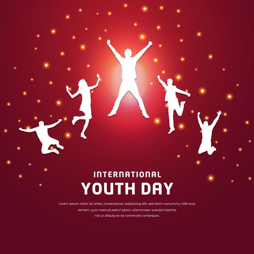 conception de la journée de l'engagement de la jeunesse de célébration avec silhouette de la jeunesse et effet scintillant brillant. illustration vectorielle d'arrière-plan du jour de l'engagement de la jeunesse heureuse. vecteur