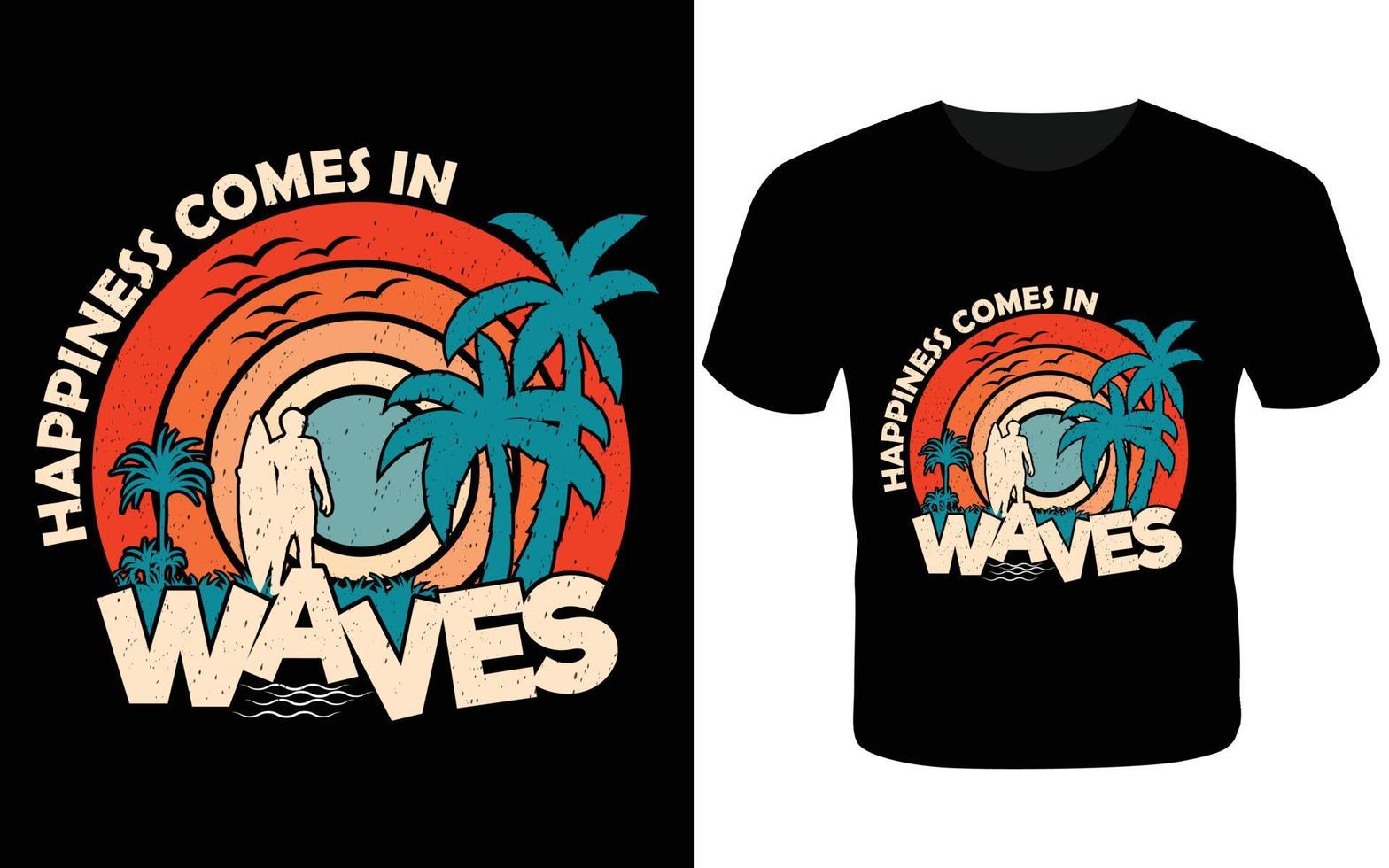 le bonheur vient par vagues t shirt-t shirt design vecteur