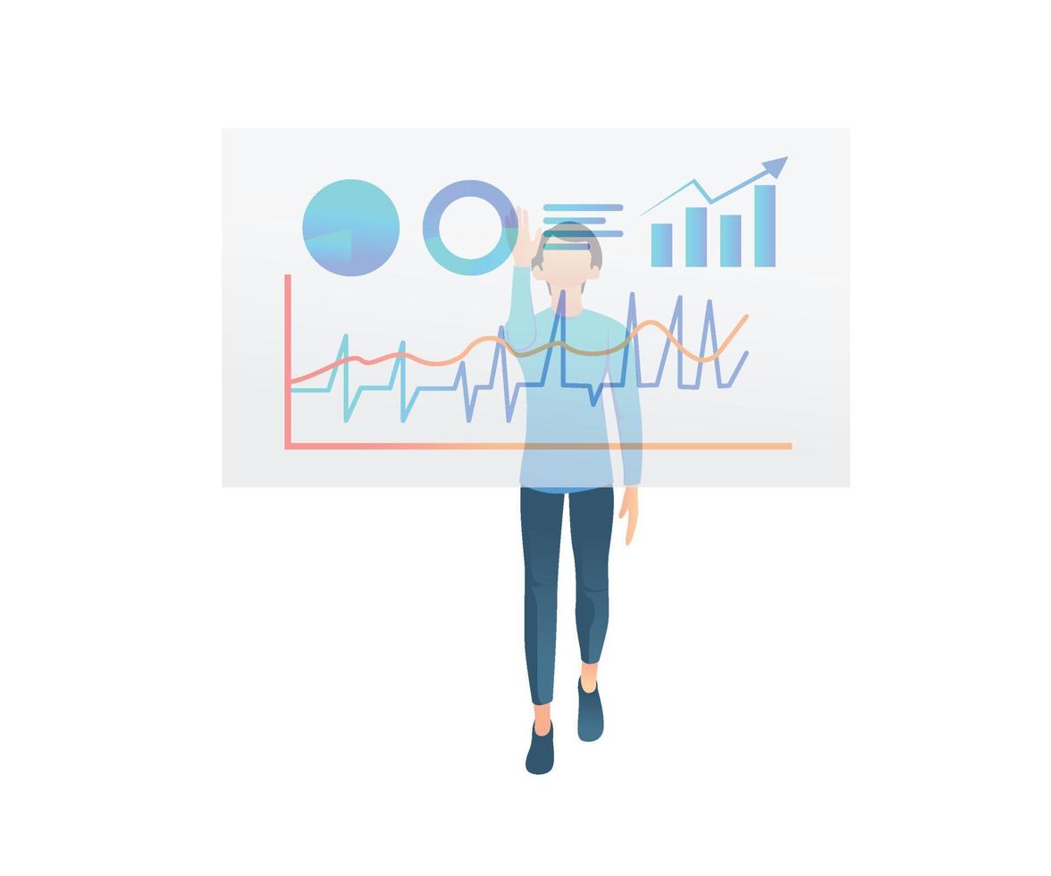 illustration d'analyse commerciale de style isométrique vecteur