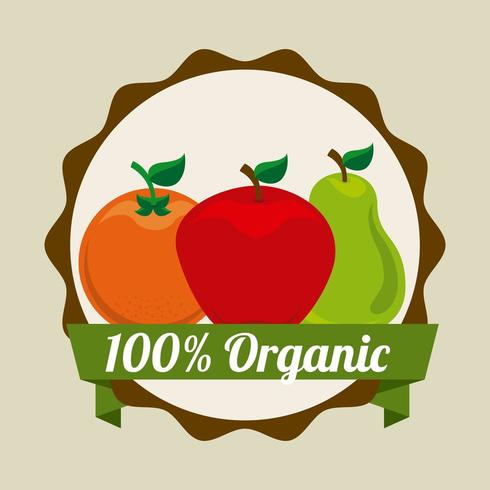 Badge de fruits bio vecteur