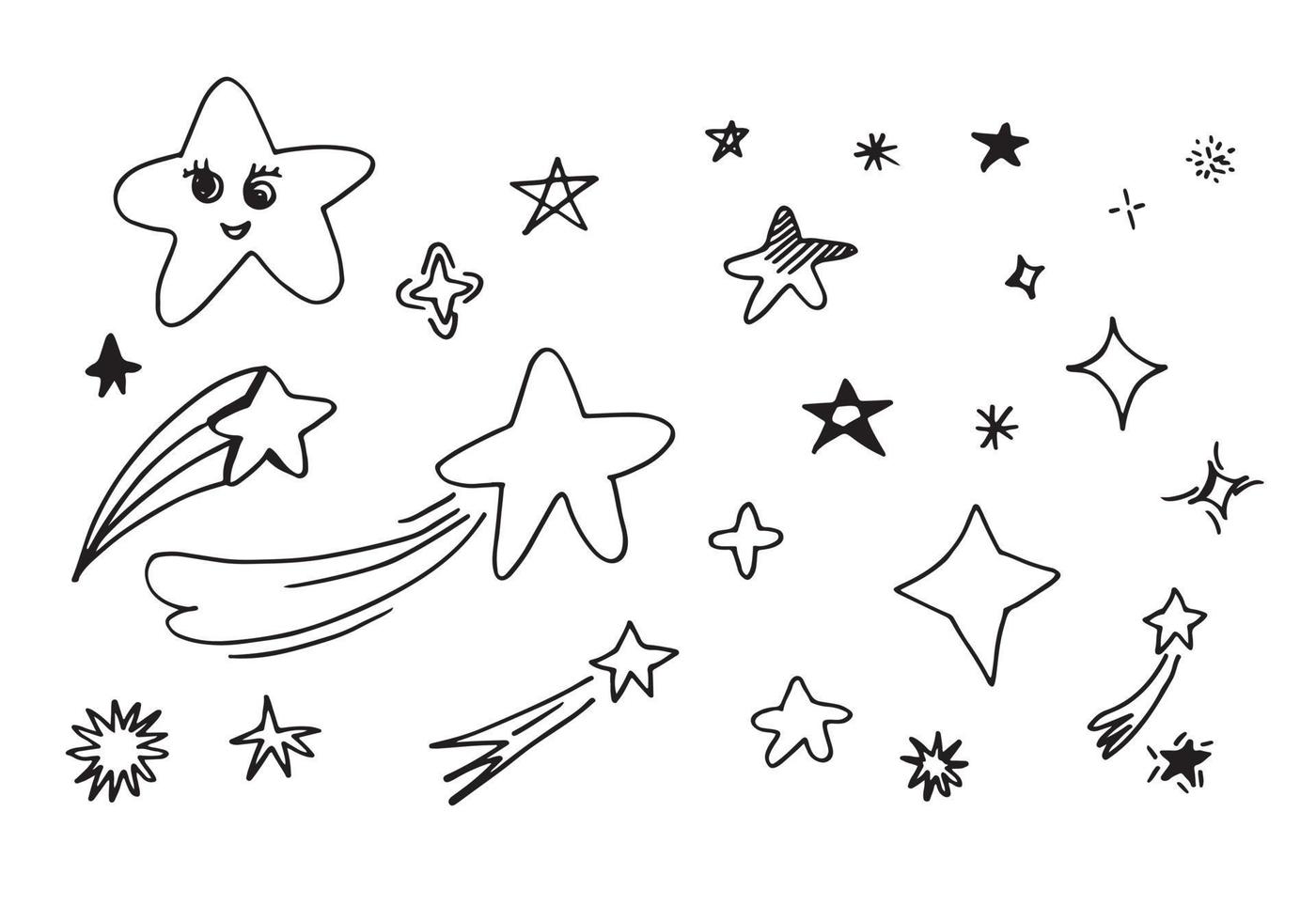 ensemble d'étoiles dessinées à la main. collection de doodles étoiles sur fond blanc. vecteur