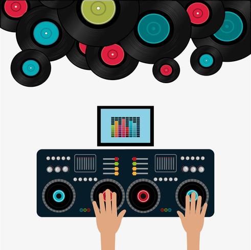 Conception numérique de musique avec DJ et disques vecteur