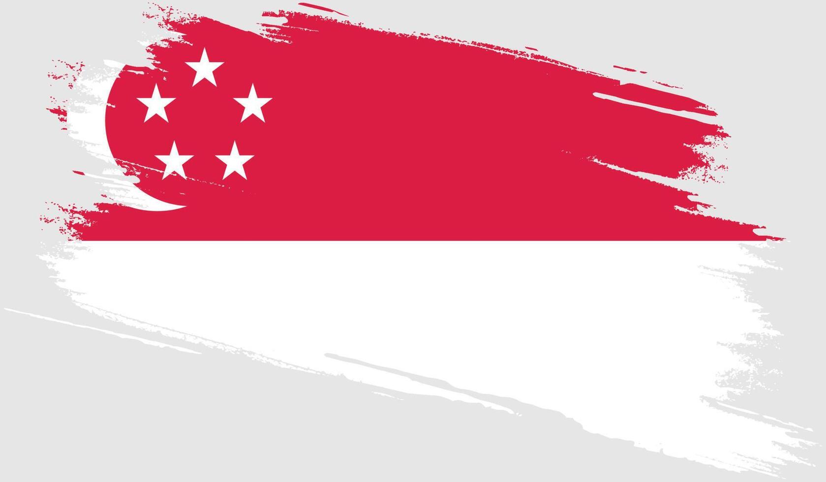 drapeau de singapour avec texture grunge vecteur