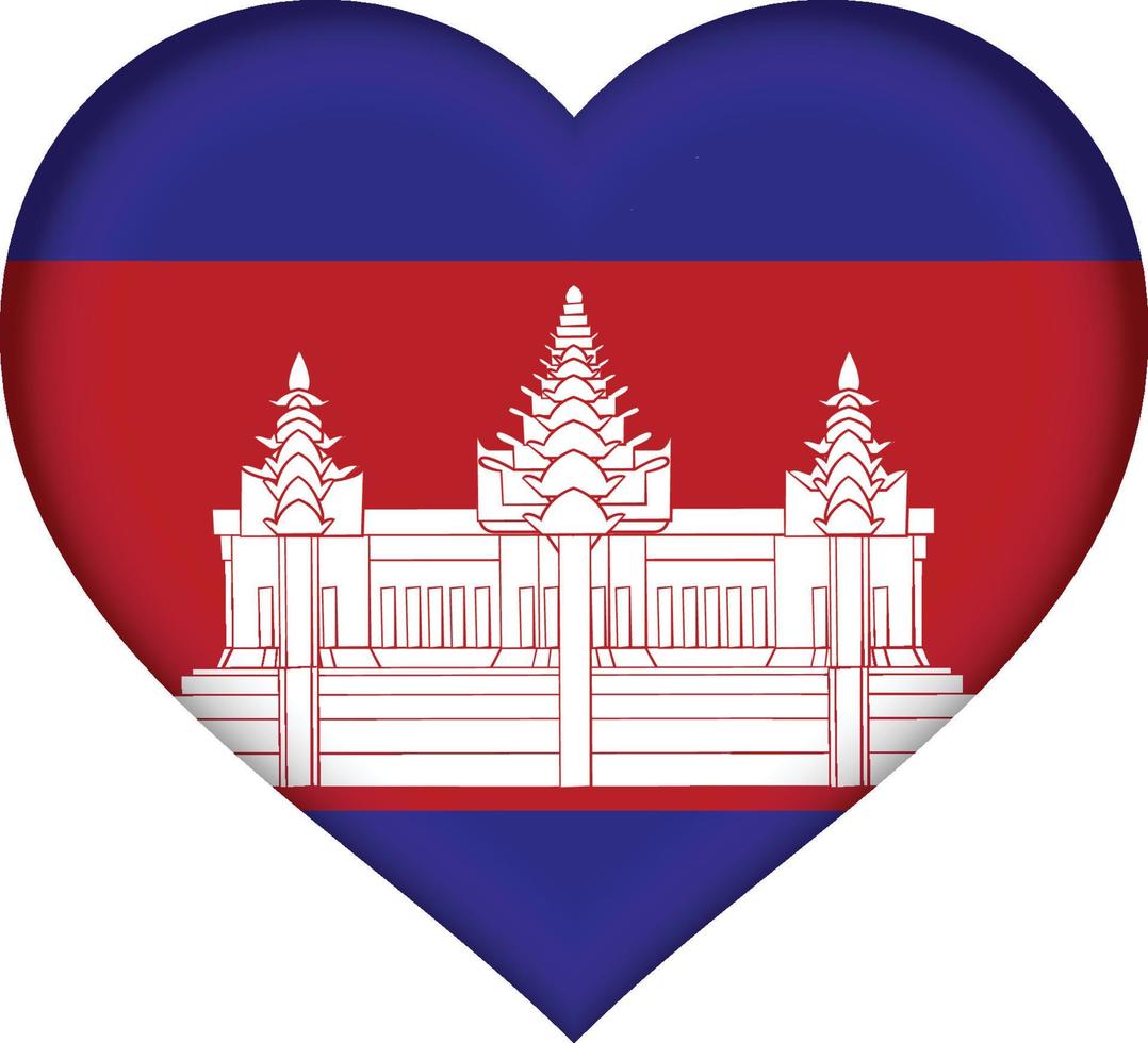 cambodge drapeau coeur vecteur