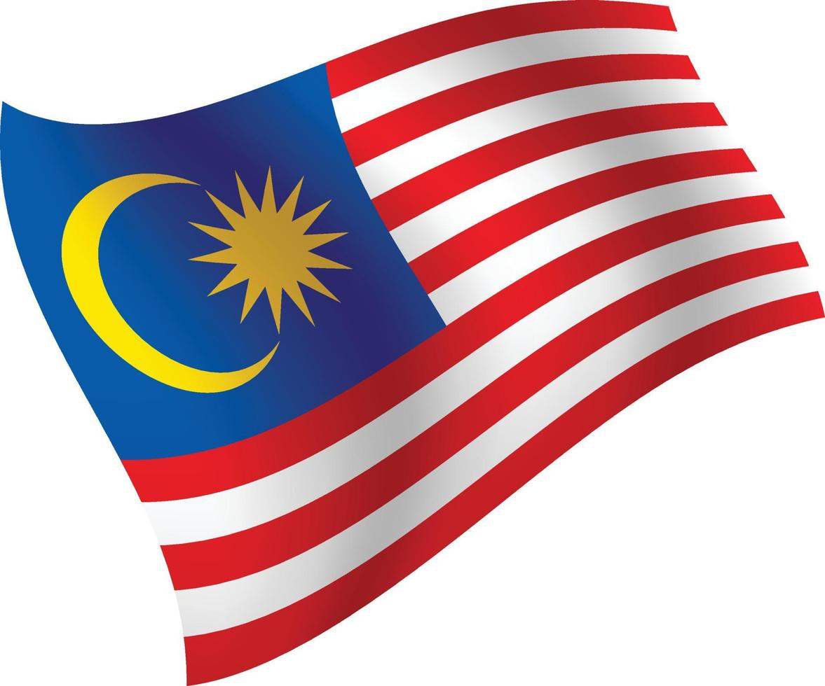 drapeau malaisie agitant illustration vectorielle isolé vecteur