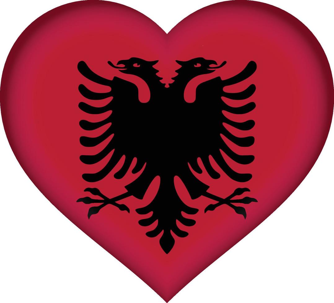 coeur drapeau albanie vecteur