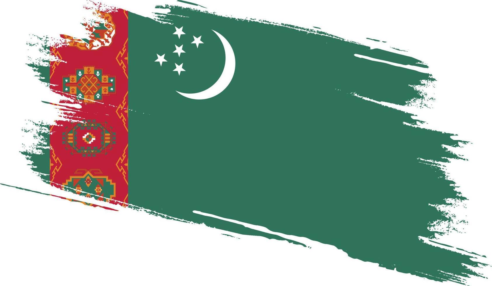drapeau turkménistan avec texture grunge vecteur