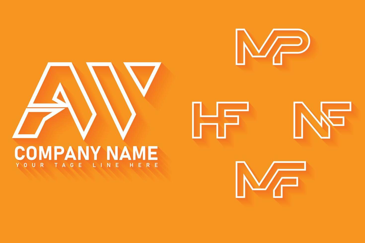 aw, mf, mp, nf, ensemble de logos de contour hf vecteur
