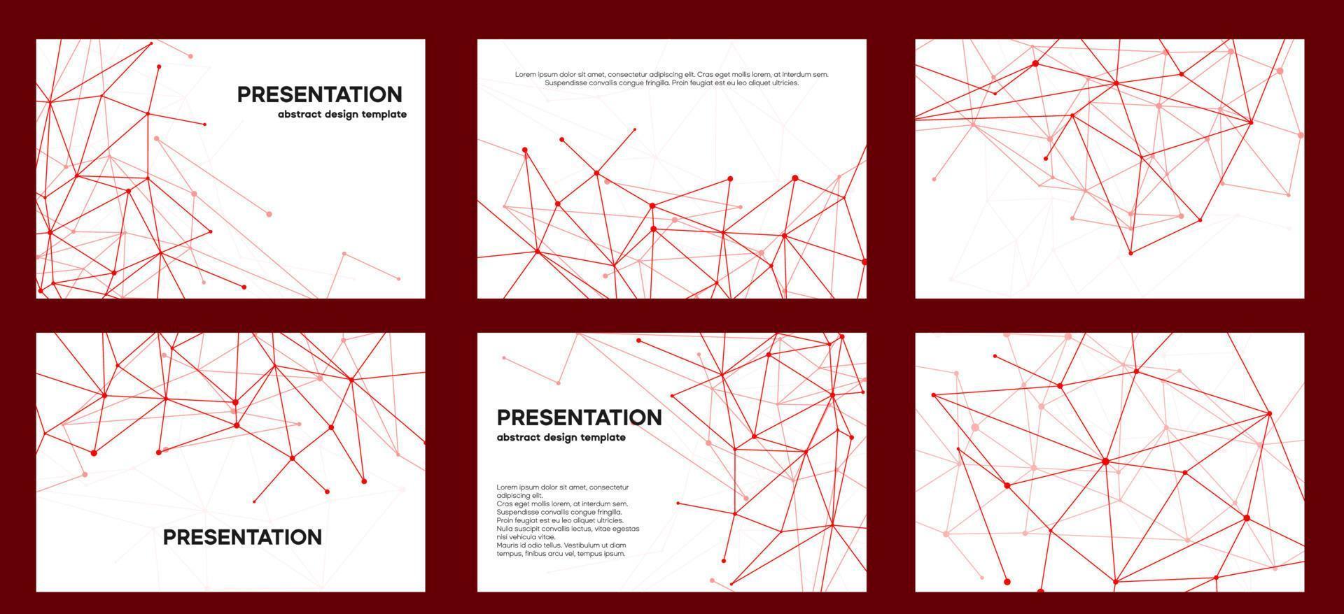 conception de diapositives corcorate rouge et blanc. disposition des lignes du plexus vecteur