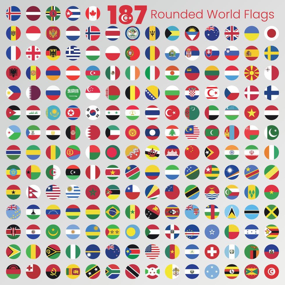 drapeaux du monde arrondis vecteur