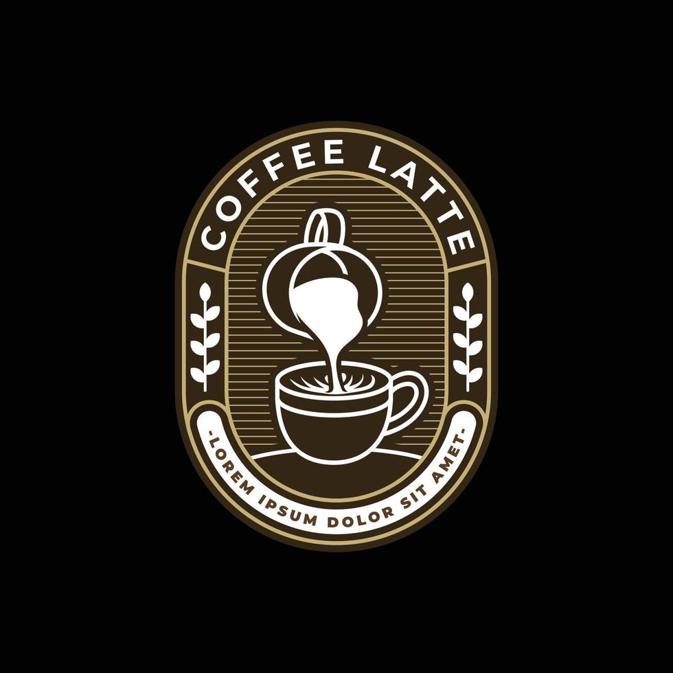 modèle de logo et d'emblème de café d'art en ligne vintage vecteur
