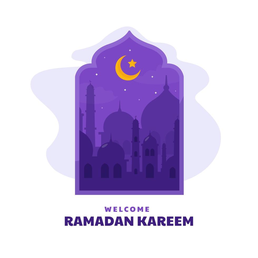 joyeux ramadan kareem salutation islamique design plat vecteur