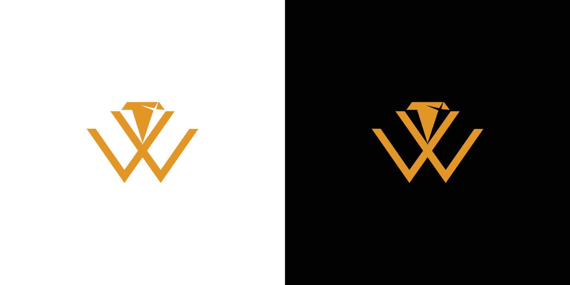 lettre w unique et élégante création de logo en diamant initial vecteur