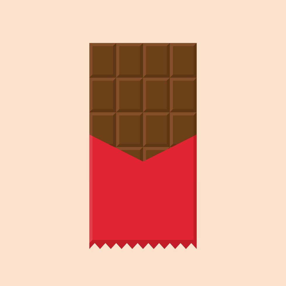 illustration vectorielle de barre de chocolat design plat. l'élément de vecteur amer peut être utilisé pour le concept de design au chocolat, en forme et amer.