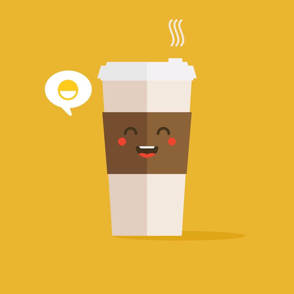 une tasse d'icône de café avec logo de grains de café, conception plate d'illustration vectorielle. vecteur