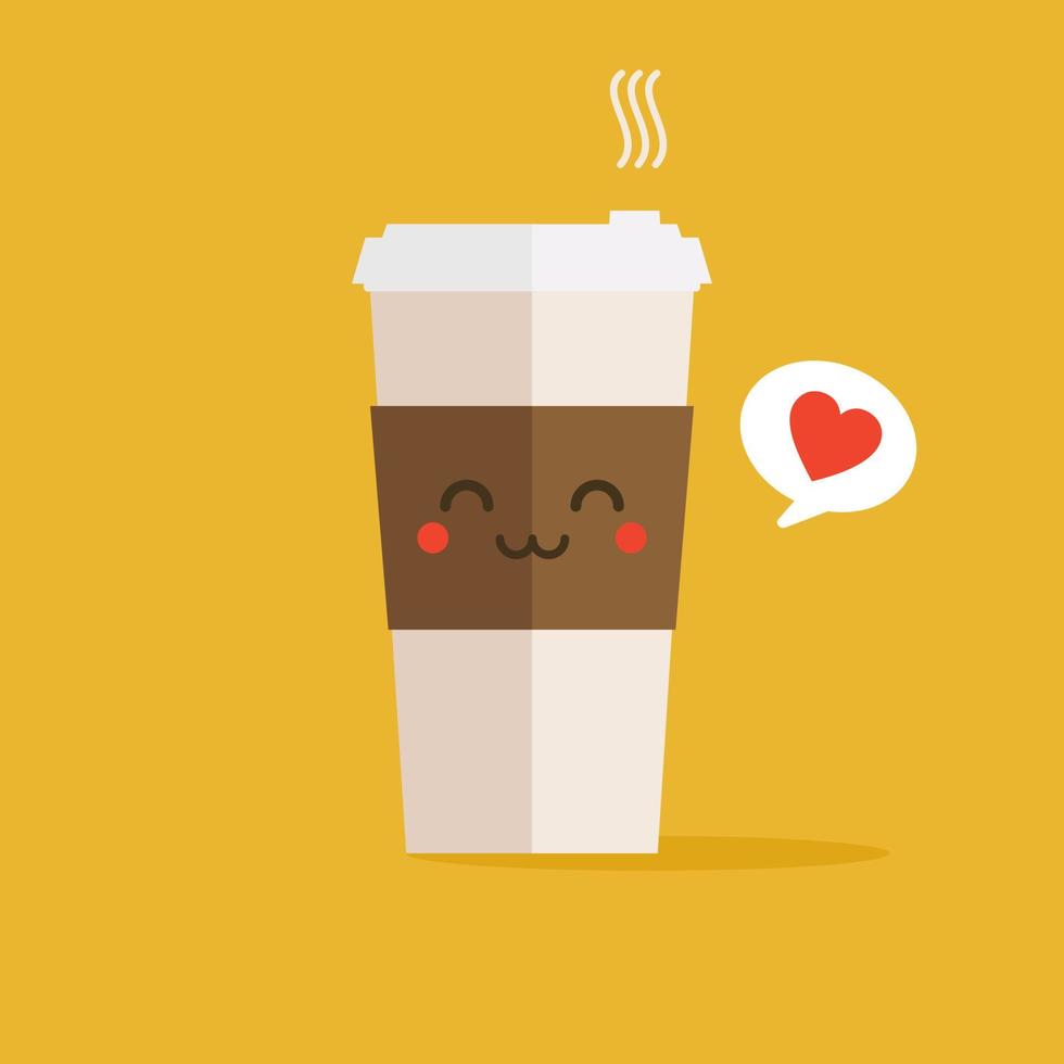 une tasse d'icône de café avec logo de grains de café, conception plate d'illustration vectorielle. vecteur