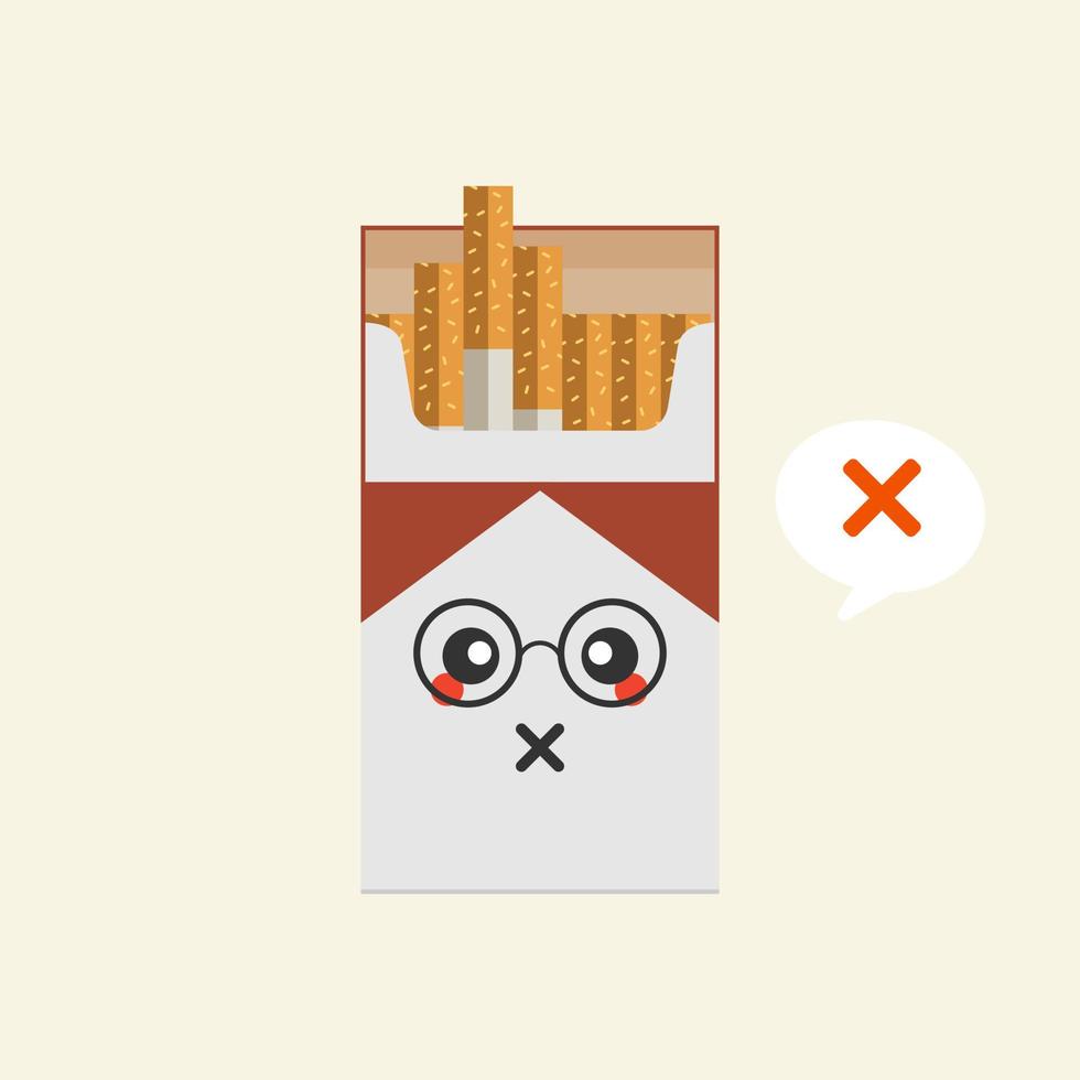 mascotte de personnage de cigarette isolée sur fond, illustration de cigarettes, clipart simple de cigarette, icône de zone fumeur dans un style plat. vecteur