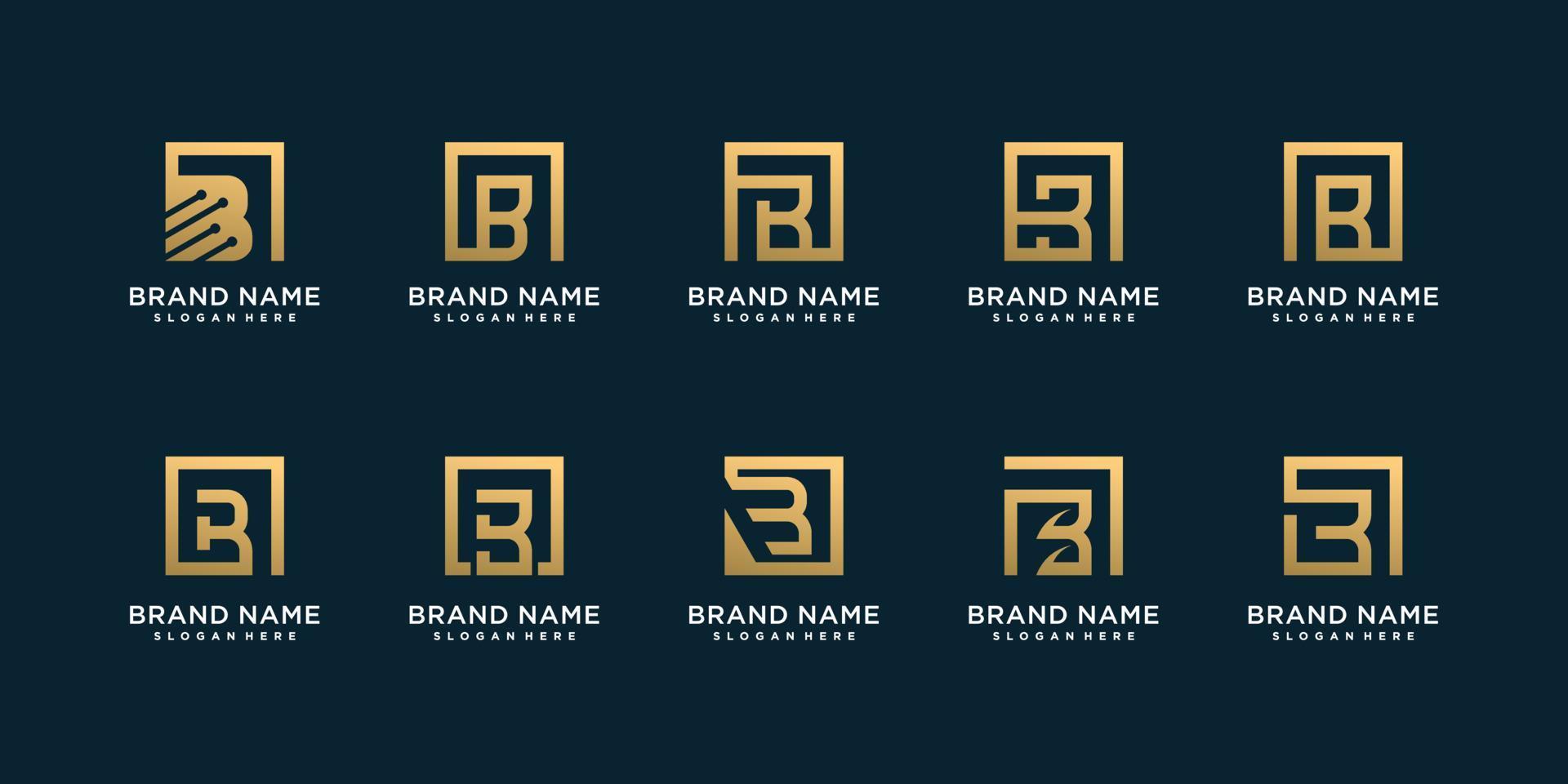 ensemble de logo lettre b avec vecteur premium concept doré créatif