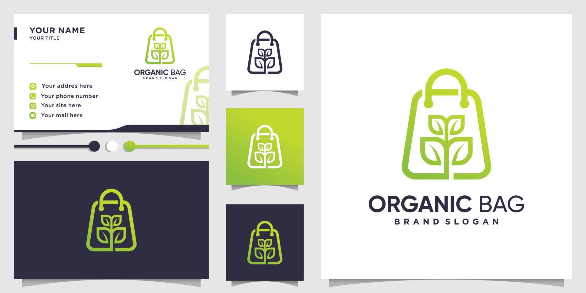 logo de sac bio avec concept abstrait moderne et conception de carte de visite vecteur premium