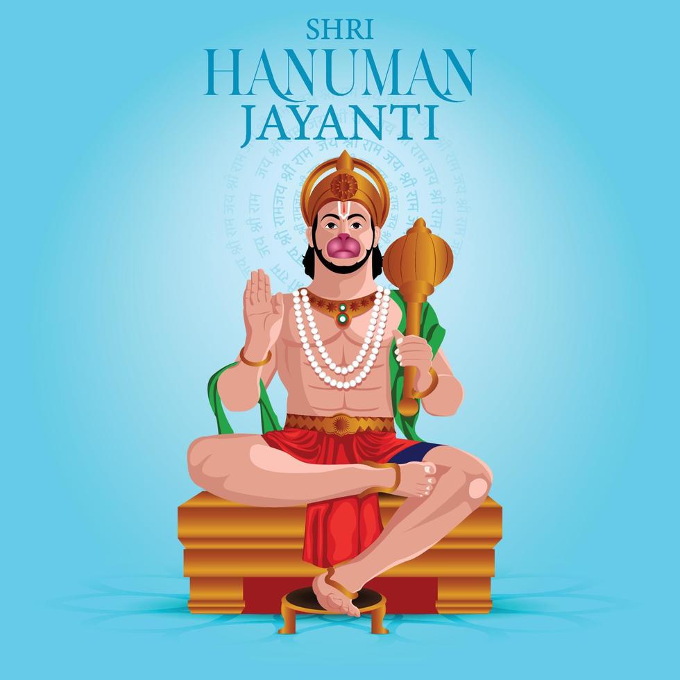 jay shri ram, happy hanuman jayanti, célèbre la naissance du seigneur sri hanuman vecteur