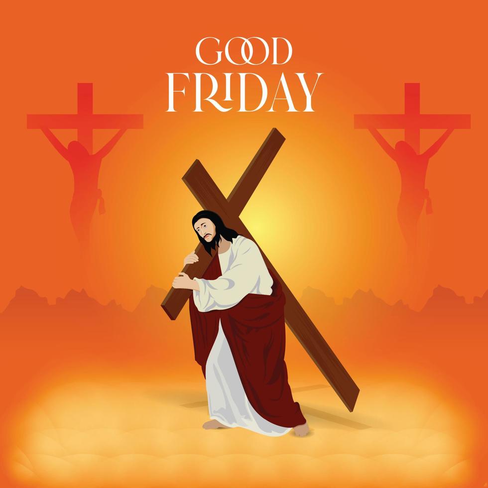 bon vendredi, illustration vectorielle de la crucifixion de jésus christ. vecteur
