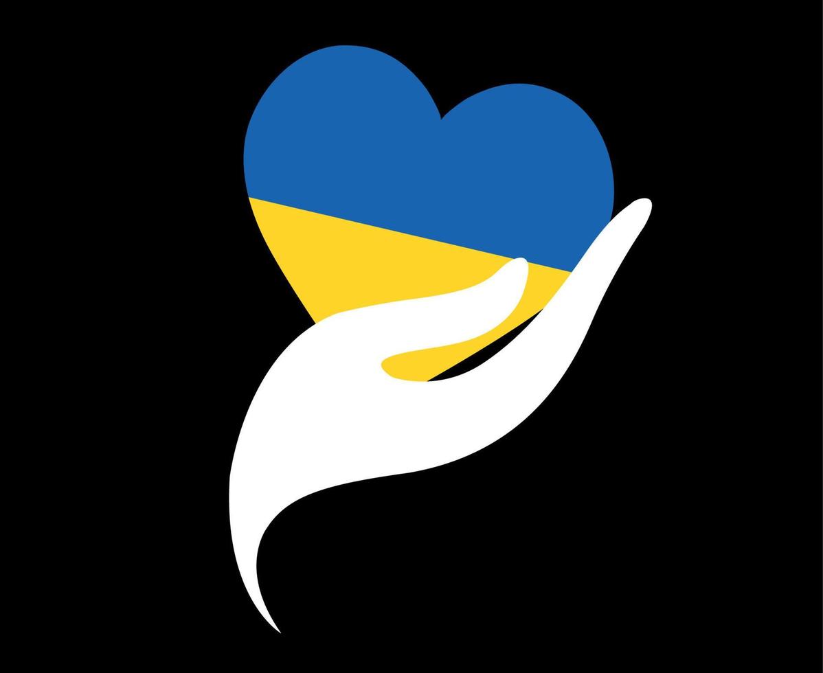 ukraine drapeau emblème national europe coeur et main symbole abstrait conception d'illustration vectorielle vecteur