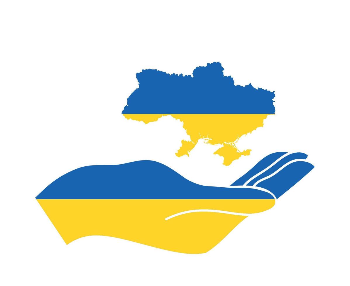 Emblème des mains de l'ukraine et carte du drapeau symbole national de l'europe conception vectorielle abstraite vecteur