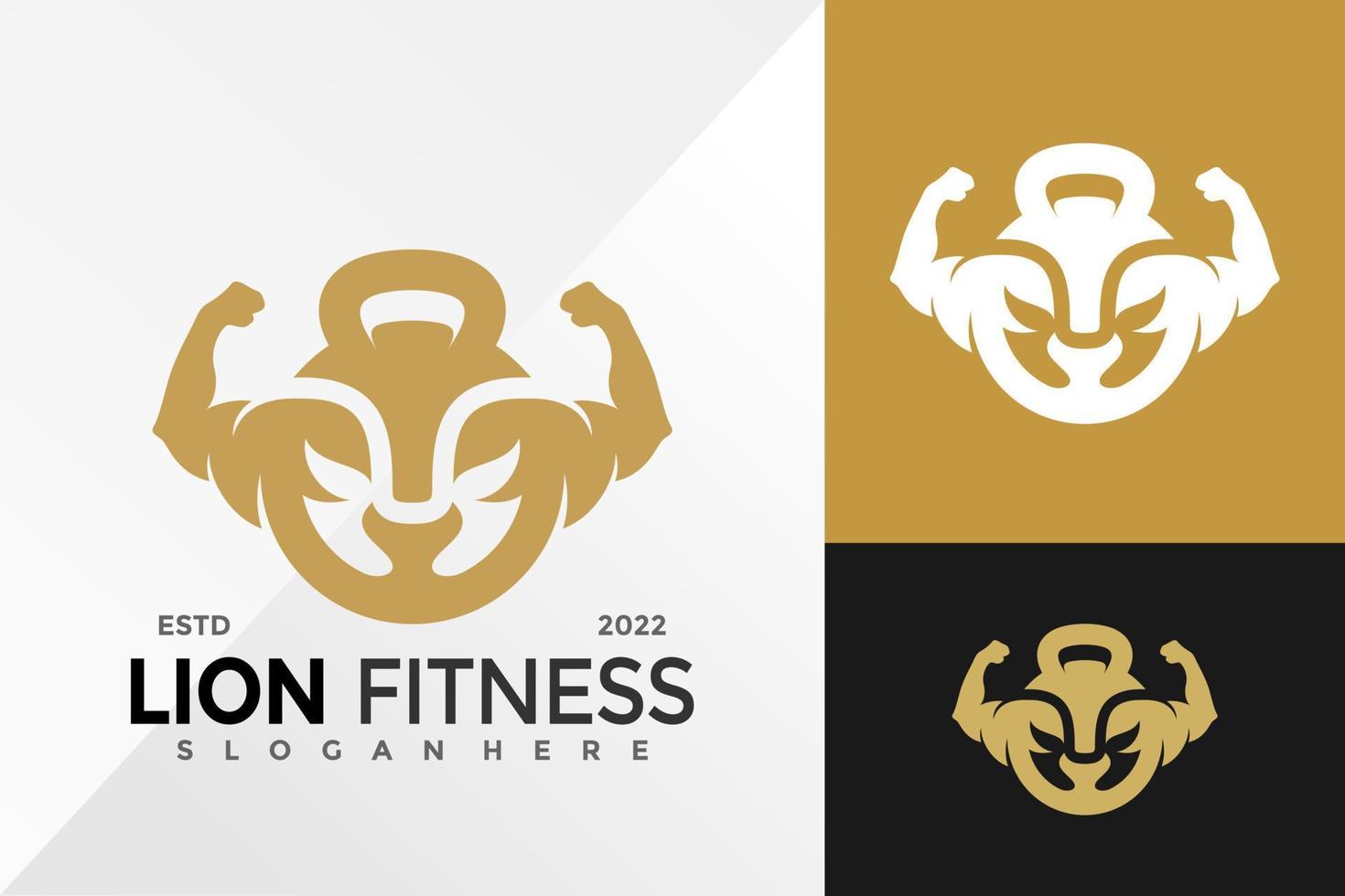 modèle d'illustration vectorielle de conception de logo de gym fitness lion vecteur