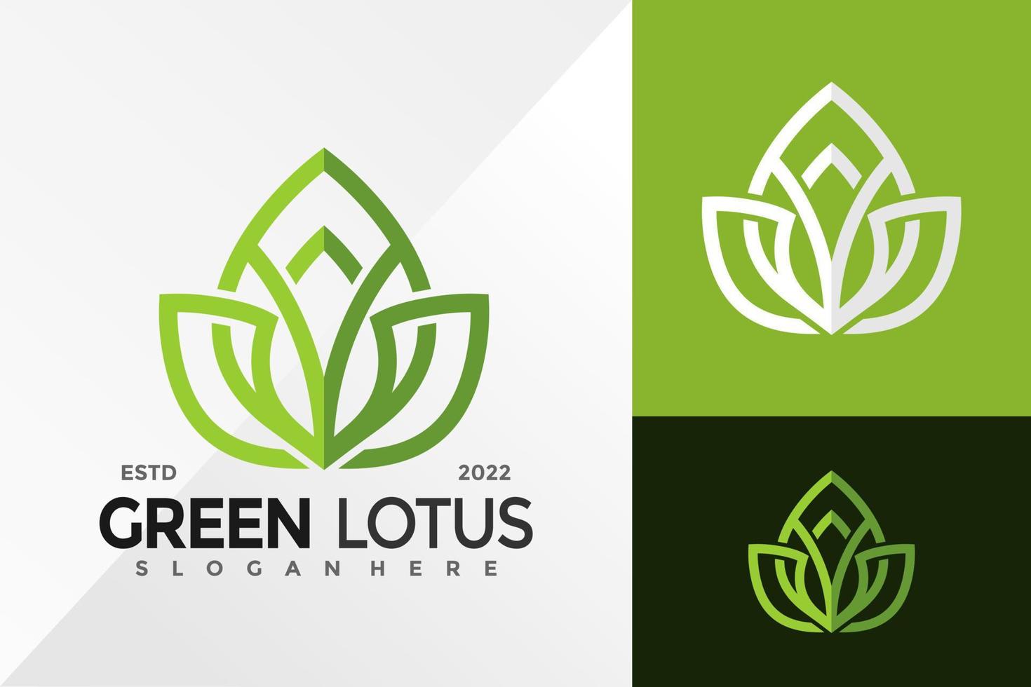 modèle d'illustration vectorielle de conception de logo de feuille de lotus vert nature vecteur