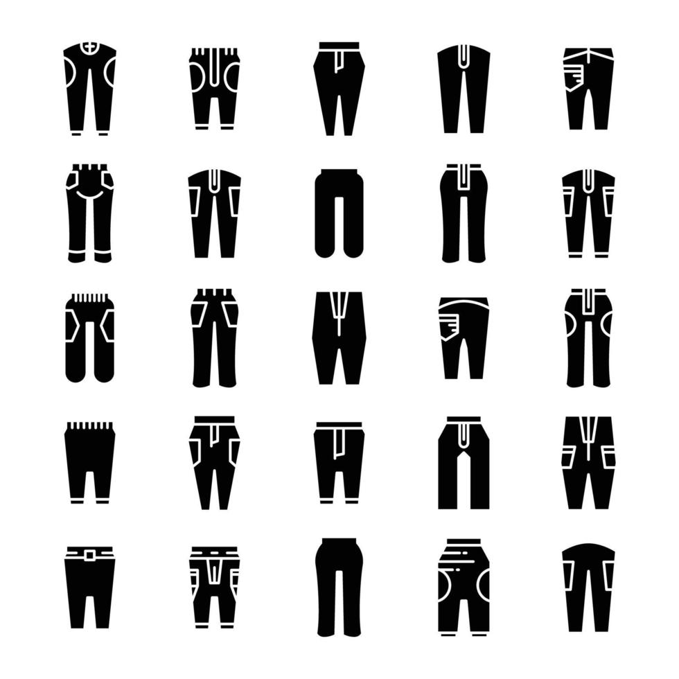 ensemble d'icônes de pantalon vecteur