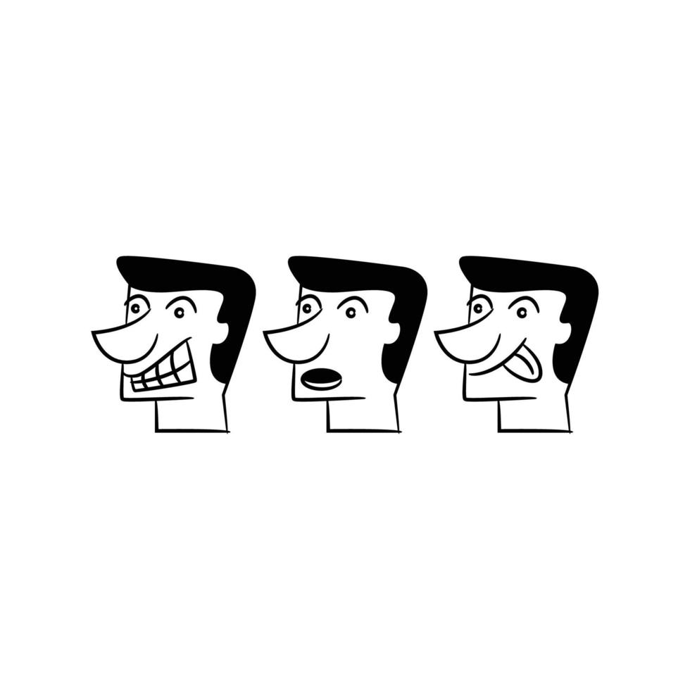 avatars de visage humain de dessin animé dessinés à la main vecteur