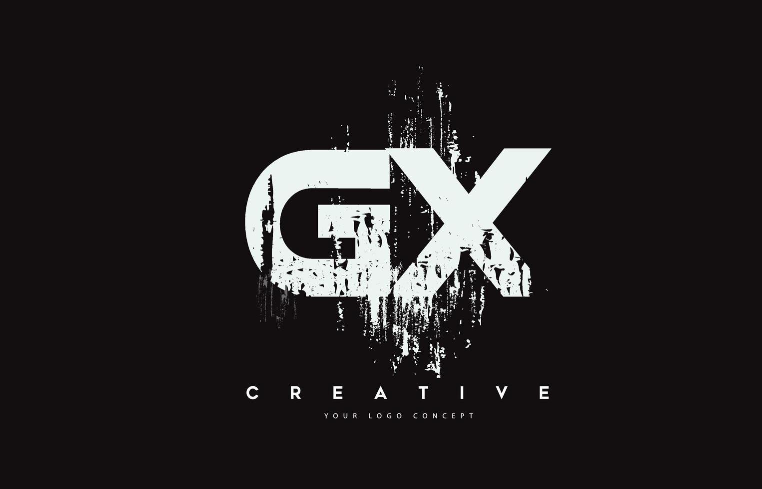 gx gx grunge brosse lettre logo design en illustration vectorielle de couleurs blanches. vecteur