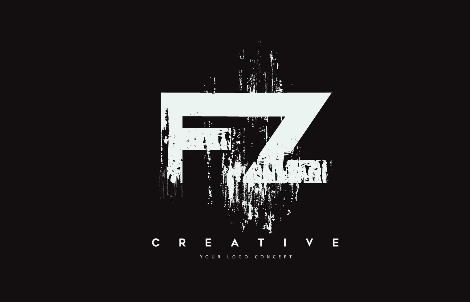 fz fz grunge brosse lettre logo design en illustration vectorielle de couleurs blanches. vecteur