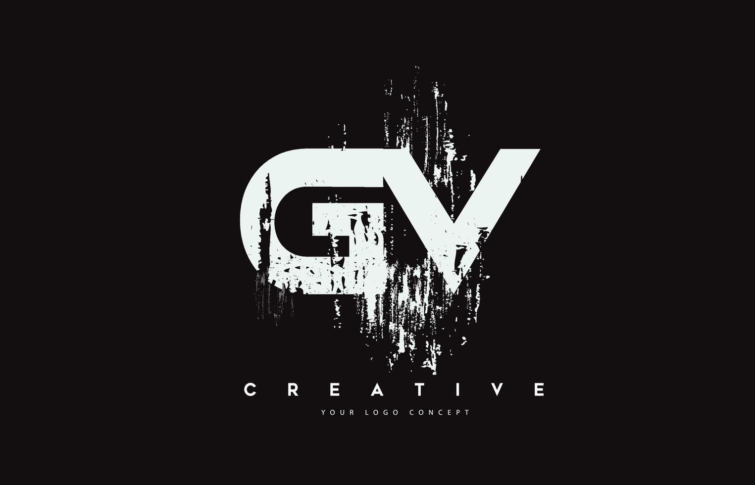 gv gv grunge brosse lettre logo design en illustration vectorielle de couleurs blanches. vecteur