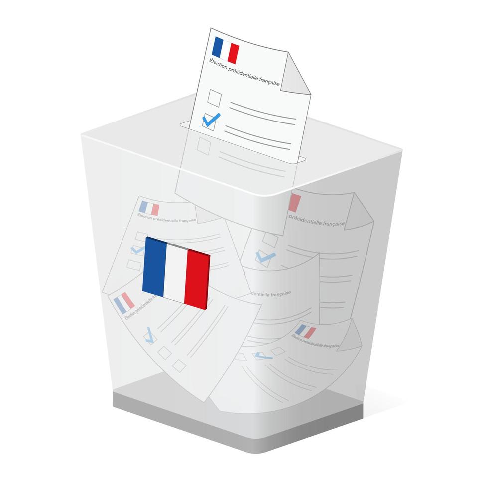 panier de vote ou boîte avec icône de bulletins de vote pour l'élection présidentielle française vecteur