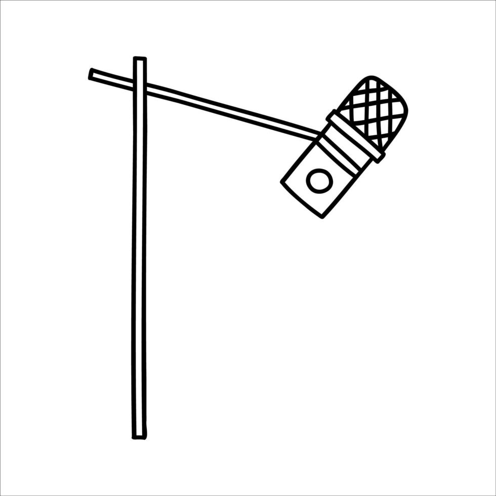 icône de microphone. équipement d'enregistrement sonore pour podcast. karaoké et bouton vocal. illustration vectorielle isolée dans un style doodle vecteur