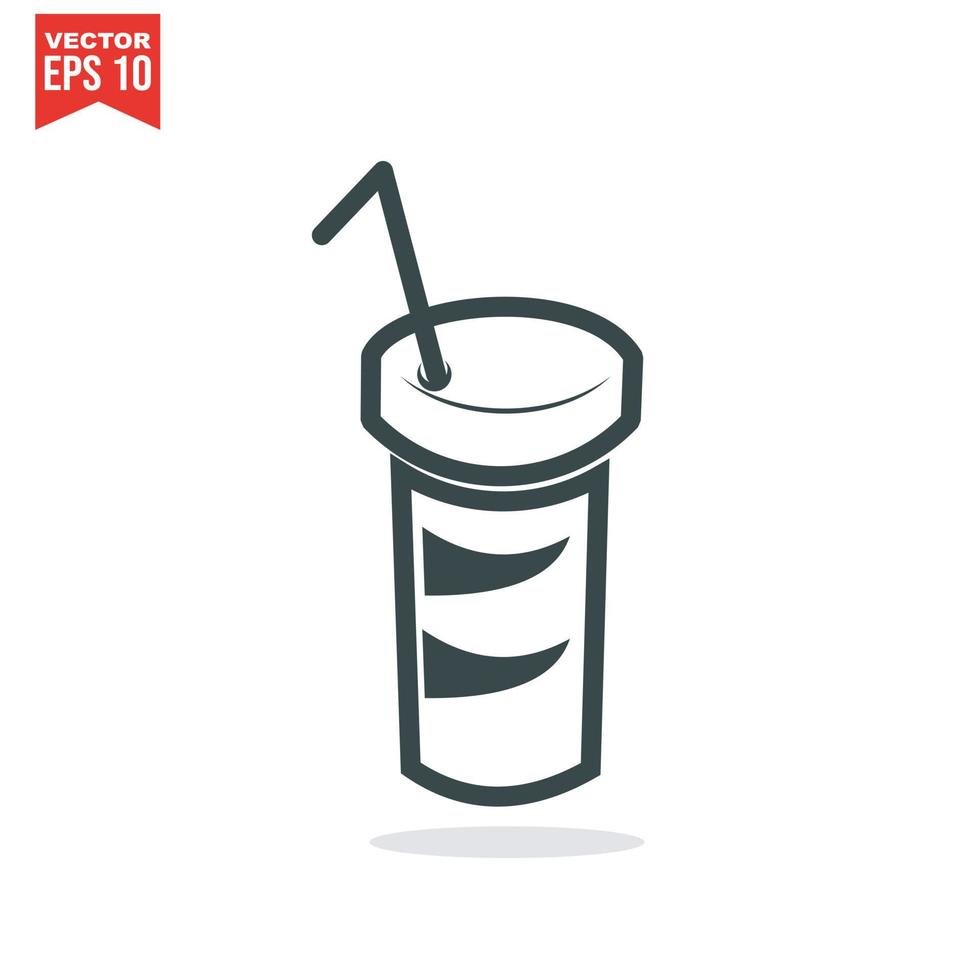 icône de tasse à café à emporter, signe de boisson jetable en plastique ou en polystyrène, clipart vectoriel de style ligne mince plat d'un ensemble, gobelet en papier à emporter classique isolé sur fond bleu-blanc, image clipart eps 10