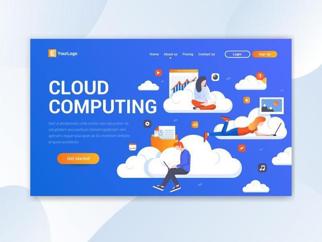 Page de destination du Cloud Computing vecteur